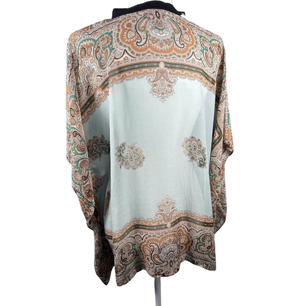 Soft Surroundings 100% Silk Kimono Sleeve Button Up Top L XL Flowy Luxury Chic - Picture 6 of 11